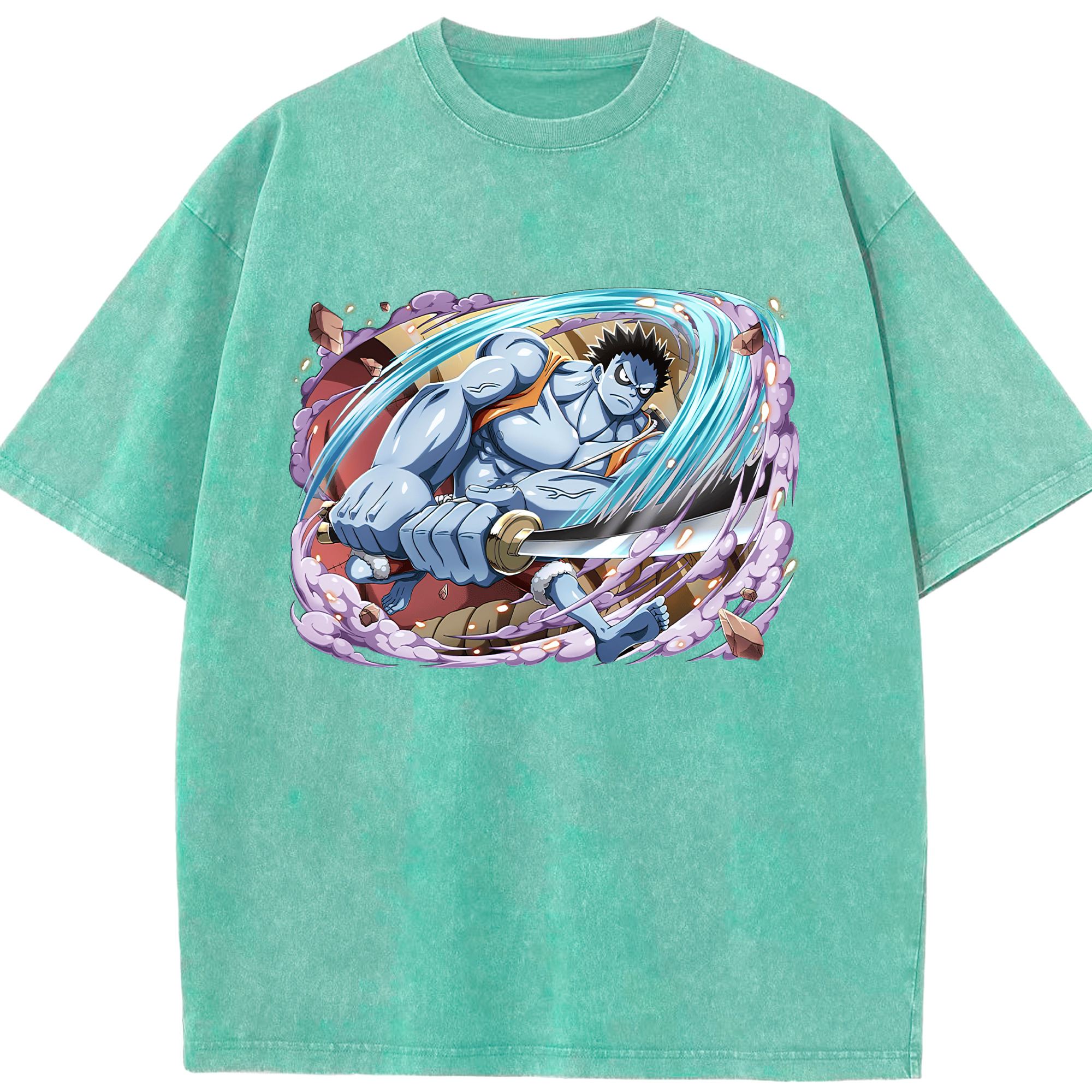 ワンピース モンキー・D・ルフィ ONE PIECE Monkey D. Luffy 綿100% ヴィンテージ風 半袖Tシャツ（フロントプリント）